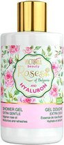 Victoria Beauty - DOUCHEGEL MET ROZENOLIE EN HYALURONZUUR verfrissend voor de huid, zijdezachte huid, gevoelige en droge huid, heerlijke roos geur  250ML