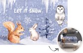 Tafelkleed - Tafellaken - 220x150 cm - Winter - Sneeuw - Eekhoorn - Binnen en Buiten