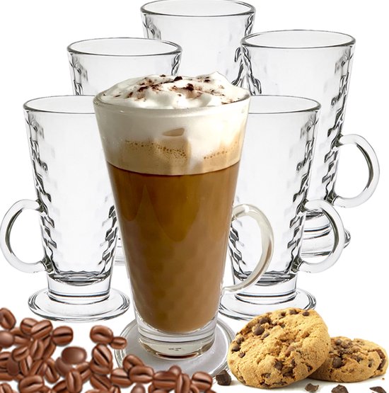 Luxe Latte Macchiato Glazen - Irish Coffee Glazen - Latte Glazen - Honingraat...