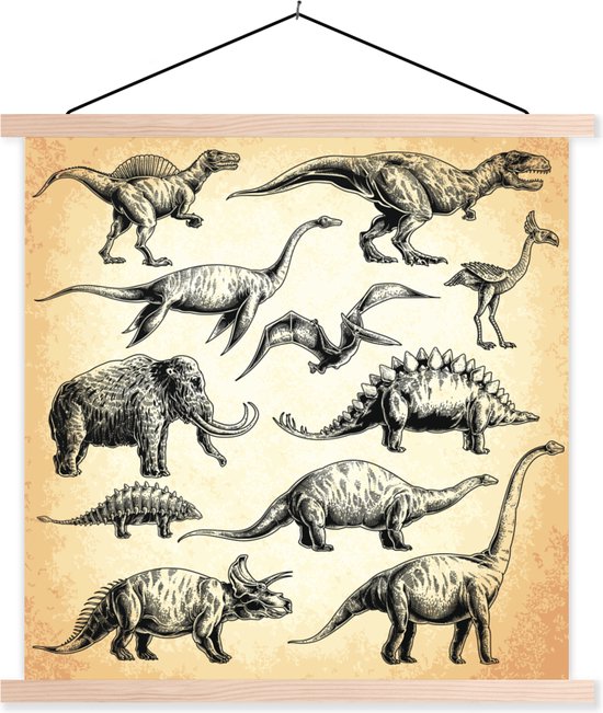 Door specificeren Eeuwigdurend Posterhanger incl. Poster - Schoolplaat - Dinosaurus - Vintage - Tekening -  Kinderen -... | bol.com