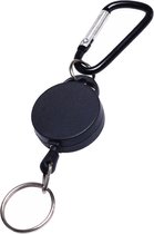 Fako Bijoux® - Porte-clés Rétractable Avec Clip - Pour Clés & Cartes - Porte-clés Avec Cordon - Zwart