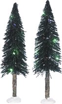 Luville - Bristle tree on log with multicolour light 2 pieces battery operated - Kersthuisjes & Kerstdorpen