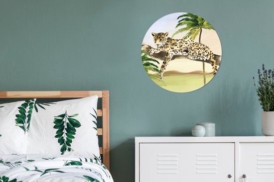 Wall Circle - Wall Circle - Léopard - Jungle - Arbre - Aluminium - ⌀ 60 cm - Intérieur et Extérieur