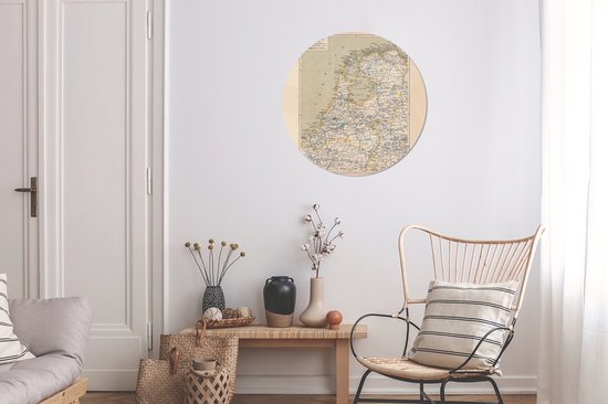 WallCircle - Wall Circle - Wall Circle - Carte - Vintage - Nederland - Aluminium - Dibond - 60x60 cm - Intérieur et Extérieur