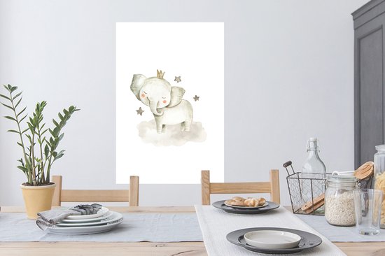 Stickers muraux - Film autocollant - Animaux - Éléphant - Étoiles - 60x90 cm - Film adhésif - Stickers muraux Chambre d'enfant - Papier peint autocollant - Papier peint autocollant - Film autocollant