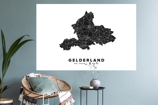 Stickers muraux - Gueldre - Nederland - Carte - 120x80 cm - Film adhésif - Plan de la ville