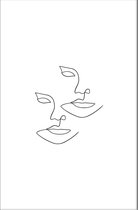 Walljar - One Line Faces - Muurdecoratie - Poster met lijst