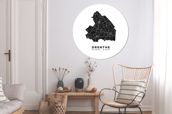 WallCircle - Wall Circle - Wall Circle Indoor - Drenthe - Carte - Pays Nederland - 150x150 cm - Décoration murale - Peintures Ronds
