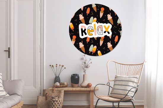 Wall Circle - Wall Circle Indoor - Summer - Zwart - Glace - ⌀ 150 cm - Peintures Décoration murale - Tableaux Ronds