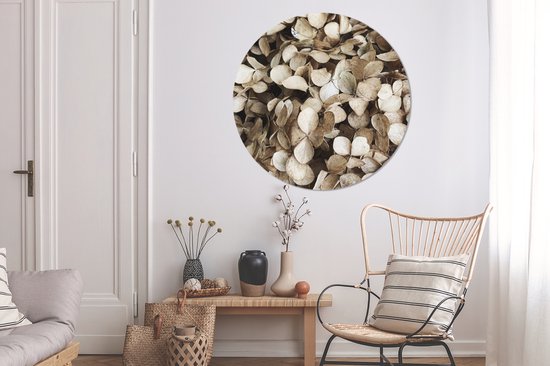 WallCircle - Cercle mural - Cercle mural d'intérieur - Fleurs - Hortensia - Marron - 140x140 cm - Décoration murale - Peintures ronds