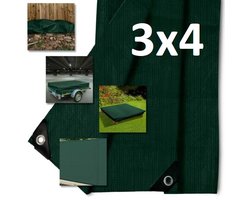 Heavy Duty Afdekzeil Beschermhoes Afdekhoes - Universele Zeildoek Cover Hoes - Regenhoes Afdekzeil - Dekzeil - Bouwzeil Zeil Doek - Voor Zwembad/Tuinmeubelen/Voertuig/Tuin/Fietsen/Zandbak/Aanhangwagen - 140g/m² - Extra Dik 12m2 - Groen 3x4 M