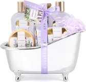 Spa Luxetique - Lavendel Sensation - Cadeaupakket Vrouwen in zilveren badkuip - Wellness Bath rituals - Verjaardag cadeau vrouw - Geschenkset voor haar, mama, vriendin, moeder, oma, zus - Giftset Dames - Moederdag Cadeautje voor Mama