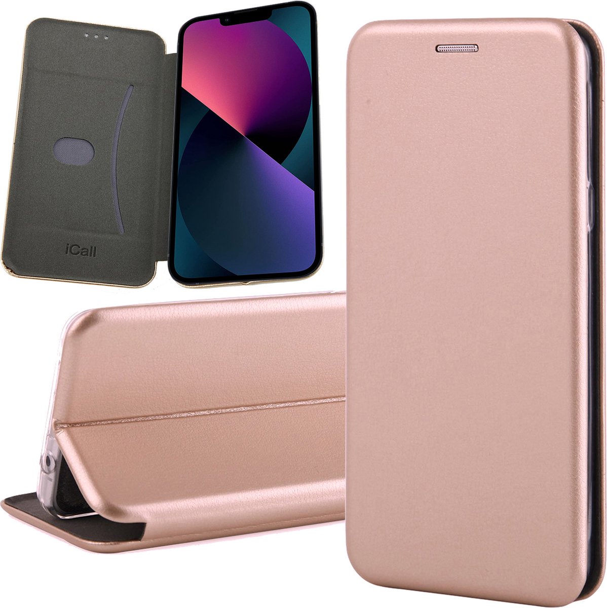 Hoesje geschikt voor iPhone 13 Mini - Portemonnee Book Case - Roségoud