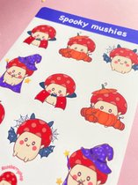 Rozeberryshop - Halloween Stickers - Paddenstoelen - Stickervellen - Schattig - 11x15cm - Spookachtig - Vampier - Pompoen - Magiër - Stickers voor Volwassenen en Kinderen - Planner Stickers -