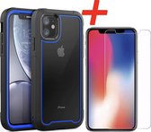 Backcover geschikt voor Apple iPhone 11 - Blauw - Shockproof + Glas Protector