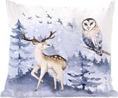 Sierkussen - Winter Hert Uil - Multicolor - 50 Cm X 50 Cm