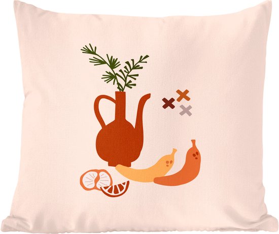 Sierkussens - Kussentjes Woonkamer - 45x45 cm - Kan - Fruit - Plant - Kerstversiering - Kerstdecoratie voor binnen - Woonkamer