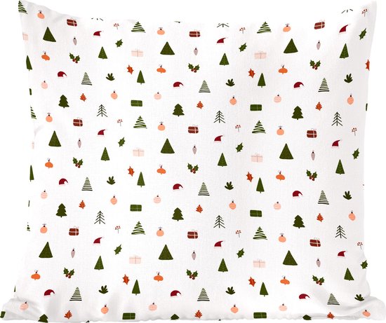 Sierkussens - Kussentjes Woonkamer - 50x50 cm - Winter - Patronen - Wit - Kerstversiering - Kerstdecoratie voor binnen - Woonkamer