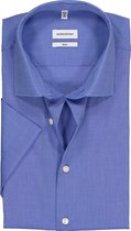 Seidensticker slim fit overhemd - korte mouw - lichtblauw fil a fil - Strijkvrij - Boordmaat: 43