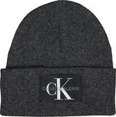 Calvin Klein beanie - unisex muts - antraciet grijs melange -  Maat: One size