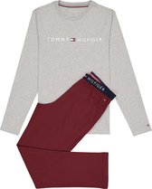 Tommy Hilfiger heren pyjama - grijs met bordeaux -  Maat: L