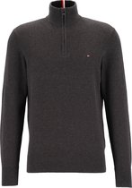 Tommy Hilfiger Pima Cotton Cashmere - heren schipperstrui katoen met kasjmier - donkergrijs melange (Dark Grey Heather) -  Maat: L