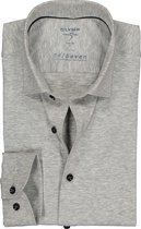 OLYMP Level 5 24/Seven body fit overhemd - zilvergrijs tricot - Strijkvriendelijk - Boordmaat: 38