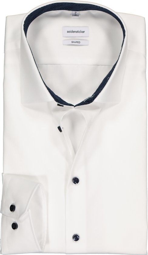 Seidensticker shaped fit overhemd - wit (contrast) - Strijkvrij - Boordmaat: 39