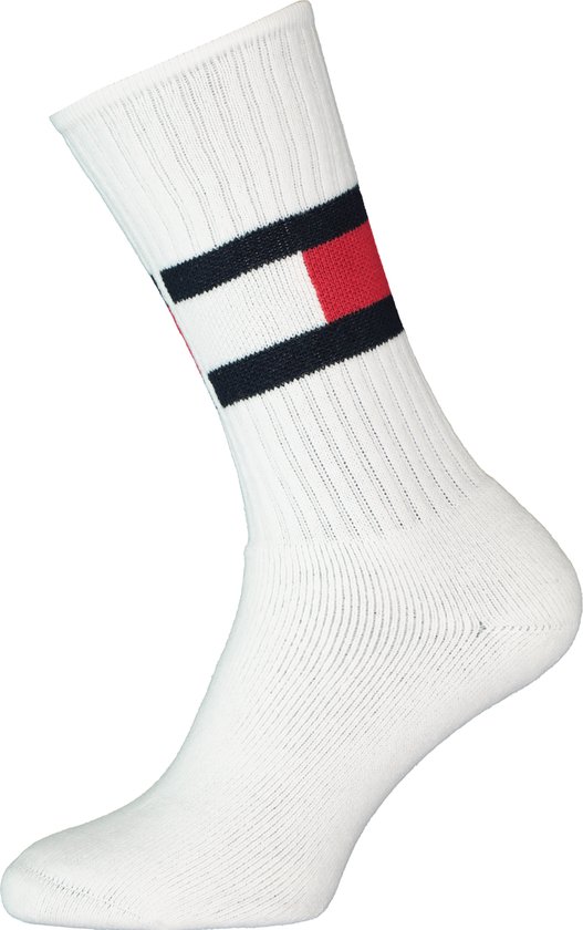 Tommy Hilfiger Flag Socks (1-pack) - unisex sportsokken katoen - donkerblauw -  Maat: