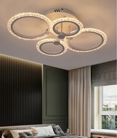4 Ring Kristal Plafondlamp - Wit - Woonkamerlamp - Moderne lamp - Plafoniere