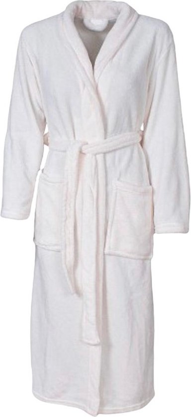 Badjas femme - Badjas homme - Robe de chambre - Robe de chambre - Microfibre - Unisexe - Blanc crème - Taille S/M