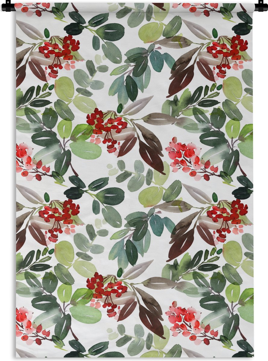 Wandkleed - Wanddoek - Bessen - Waterverf - Rood - 120x180 cm - Wandtapijt