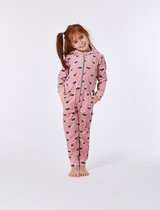 Woody onesie unisex - roze met wasbeer all-over print - wasbeer - 212-1-ONE-V/929 - maat 104