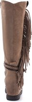 WELOVESHOES® Dames Cowboylaarzen met Hak  - Suedine - Taupe Khaki - Maat 37