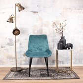 DS4U® Ravi eetkamerstoel 2.0 - kuipstoel - stoel - industrieel - met armleuning - velvet - velours - fluweel - stof - petrolblauw