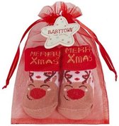 Baby Kerst Sokjes - Organza Gift Bag - Rendier - Mt 68