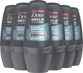 Dove Men + Care Déodorant Roller Clean Comfort 6 x 50 ml - Pack économique