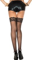 Lange Kousen Met Naad En Kanten Top - Zwart - Sexy Lingerie & Kleding - Beenmode