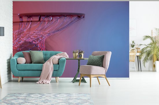 Papier peint - Papier peint photo Vue floue d'un ballon de basket passant dans le panier - Largeur 330 cm x hauteur 220 cm