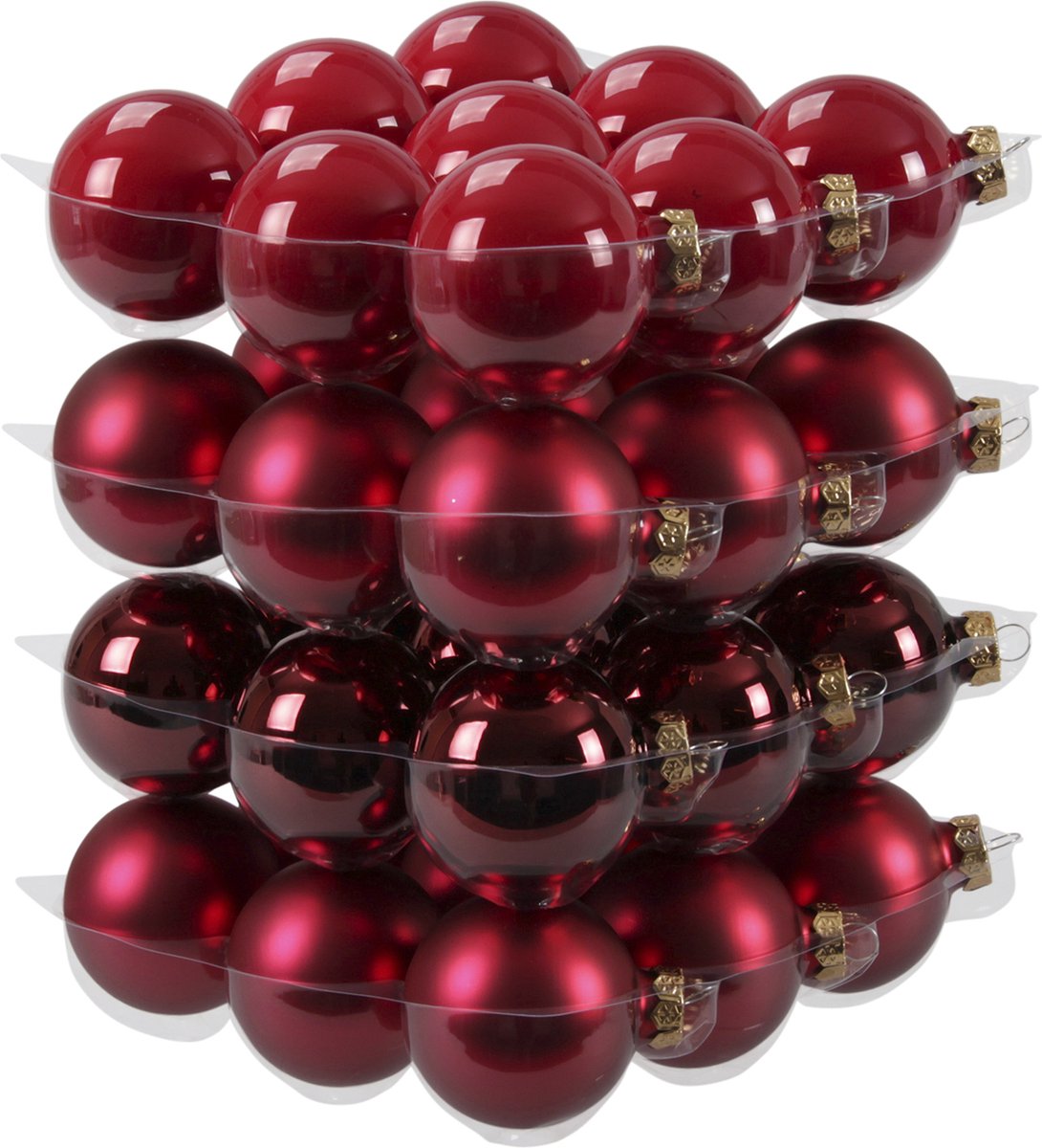 Glas kerstballen - 6 cm - 36 stuks - Rood