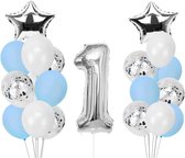 Verjaardag Versiering Ballonnen Set 1 Jaar Jongen  - 21 stuks