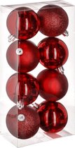Kerstballenset 8 stuks - 7 cm - Rood -