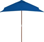 vidaXL Parasol met houten paal 150x200 cm blauw