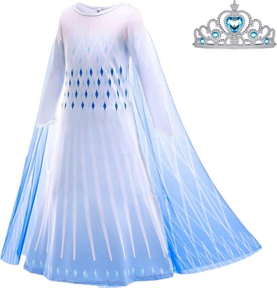 Elsa Frozen - Prinsessenjurk - Verkleedkleding - maat 146/152(150) - Kroon (Tiara)