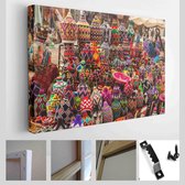 Onlinecanvas - Schilderij - The Souks. Marrakech. Morocco Moderne Horizontaal - Multicolor - 50 X 40 Cm