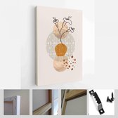 Schilderen Muur Foto's Home Room Decor. Moderne abstracte kunst botanische kunst aan de muur. Boho. Minimal Art Bloem op Geometrische Vormen Achtergrond - Modern Art Canvas - Verti