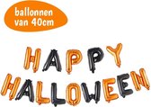 Ballons en aluminium - Halloween - "Happy Halloween" - Zwart - Oranje