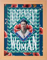 Frida Kahlo Art print 'Independent Woman' in fotolijst hout eiken kleur 30 x 40 cm