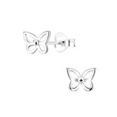 Joy|S - Zilveren vlinder oorbellen - 7 x 6 mm
