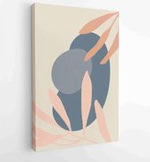 Botanische muur kunst vector set. Earth tone boho gebladerte lijntekeningen tekenen met abstracte vorm. 1 - Moderne schilderijen – Verticaal – 1881805198 - 115*75 Vertical
